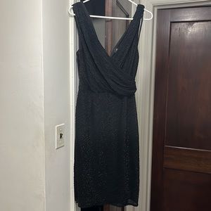 NWT Laundry by Shelli Segal Black Beaded Cocktail Dress 8